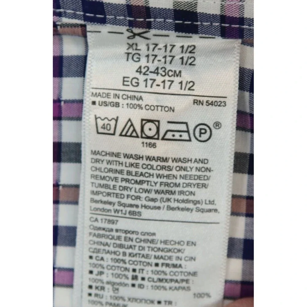 Banana Republic Shirt Men's Size XL Regular Fit Non-Iron Long Sleeve Muli Plaid